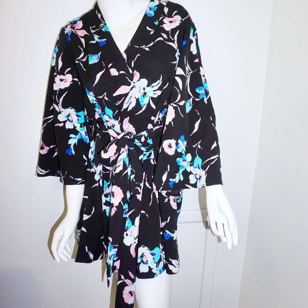 Lane Bryant Floral Kimono Top with Matching Belt